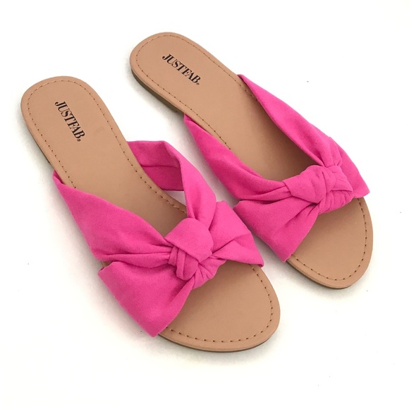 JUSTFAB Sandals Slip On Flat Slide Sandals Jasmyna Pink Women’s Size 8.5 - Picture 1 of 16
